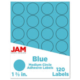 JAM PAPER Circle Label Sticker Seals - 1 2/3 Inch Diameter - Blue - 120 Round Labels/Pack