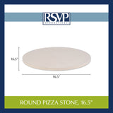 Rsvp International Pizza Tool Kitchen Collection, Round, 16.5 Diameter, Cordierite Stone