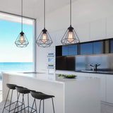 Black Cage Pendant Lights Kitchen Island Set of 2,Farmhouse Hanging Lamp with Adjustable Cord,Small Hanging Ceiling Pendant Ligh