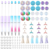 SUNNYCLUE DIY 12 Sets Ocean Beadable Pen Sets Beaded Pens Summer Hawaii Bead Pens Bulk Beading Pens Beadable Pens Fish Tail Char