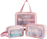 Feinerman MultiFunctional Travel Makeup Pouch Set 3 Clear Waterproof Toiletry Bags For Women And Girls, Vanity Washbags Ideal