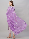 Anni Designer Women'S Cotton Blend Straight Printed Kurta With Pant & Dupatta (Mei Purple-Nw_Xl_Purple_X-Large),Purple,XL,Cotton Blend,Regular,Dupatta