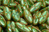 Outlet 10 Grams Ship Eye Oval Beads, 20 x 9 mm, Aqua Travertin Green (60030-86800-43813), Glass, Czech Republic