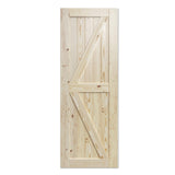 SmartStandard 30in x 84in Sliding Barn Wood Door Pre-Drilled Ready to Assemble, DIY Unfinished Solid Spruce Wood Panelled Slab, 