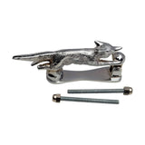Renovators Supply Manufacturing Brass Door Knockers for Front Door 5.5 in. Running Fox Chrome Plated Brass Door Knocker with Mou