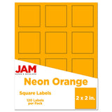 JAM PAPER Product & Container Labels - Square - 2 x 2 - Neon Orange - 120/Pack