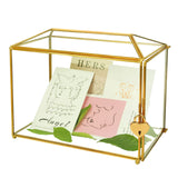 Wedding Gold Glass Card Box with Lock and Slot - Wedding Envelope Card Holder for Reception Handmade Gold Decorative Glass Terra