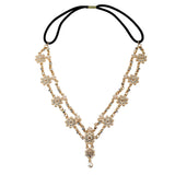DoubleNine Gold Flower Boho Bridal Headpiece Pendant Forehead Head Chain Headband Retro Hair Accessories Headpiece Head Dress fo