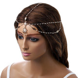 Acenail Head Chains Women Pearl Head Chain Gold Wedding Hair Accessories Crystal Layered Pendant Hair Chain Jewelry Indian Festi