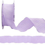 CABODYALS 10 Yards 1 Inch Ruffle Edge Ribbon Purple Double Ruffled Pleated Soild Chiffon Silk Polyester Gathered Fabric Satin Ri