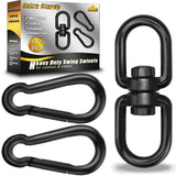 Gelury Black 304-Stainless Steel Swivel Ring - Heavy Duty Double Ended Eye Hook With Snap Hooks, Rotating Carabiner Swing Spinne