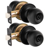 HOSOM Privacy Door Knob, 2 Pack Matte Black Door Knob Set, Black Door Handles Interior, Keyless Doorknobs Interior Door Lock for