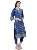 Ziyaa Women'S Art Silk Regular Kurta (Zikups3281-L_Blue_L)
