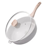 Kordisen Nonstick Ceramic Deep Frying Pan with Lid, 10 Inch, Grey