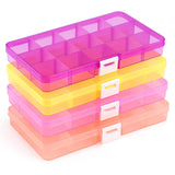 Opret 15 Girds SMALL Jewelry Organizer Earring Storage(4 Pack), Bead Organizer Box, Plastic Container with Adjustable Dividers f