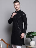 Jompers Men'S Sequin Embroidered Pure Cotton Kurtas (Black, M)