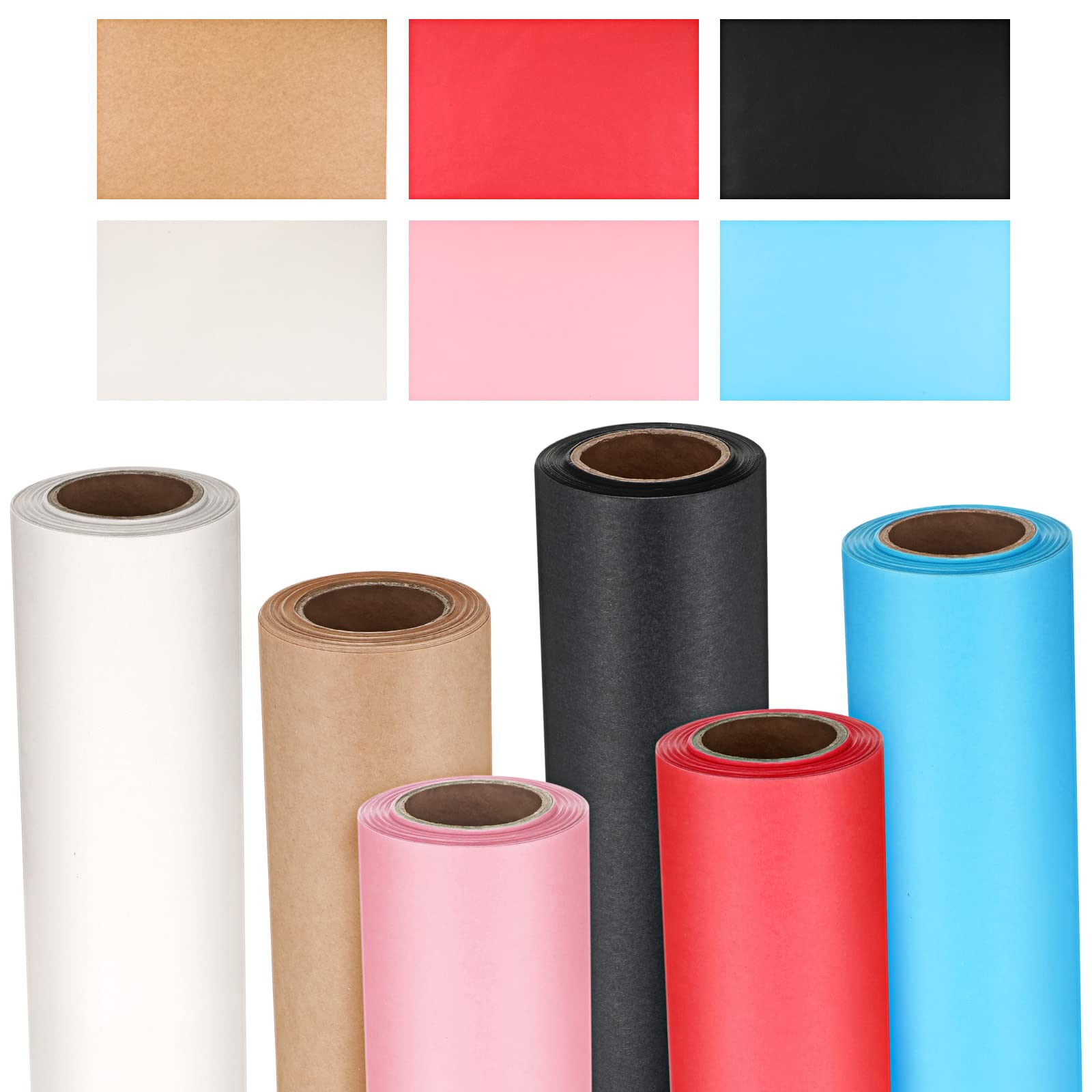 Colarr 6 Pack Bulletin Board Paper Roll Colored 19. 7 Inches x 50 Feet Fade Resistant Construction Craft Paper Roll Bulk for DIY