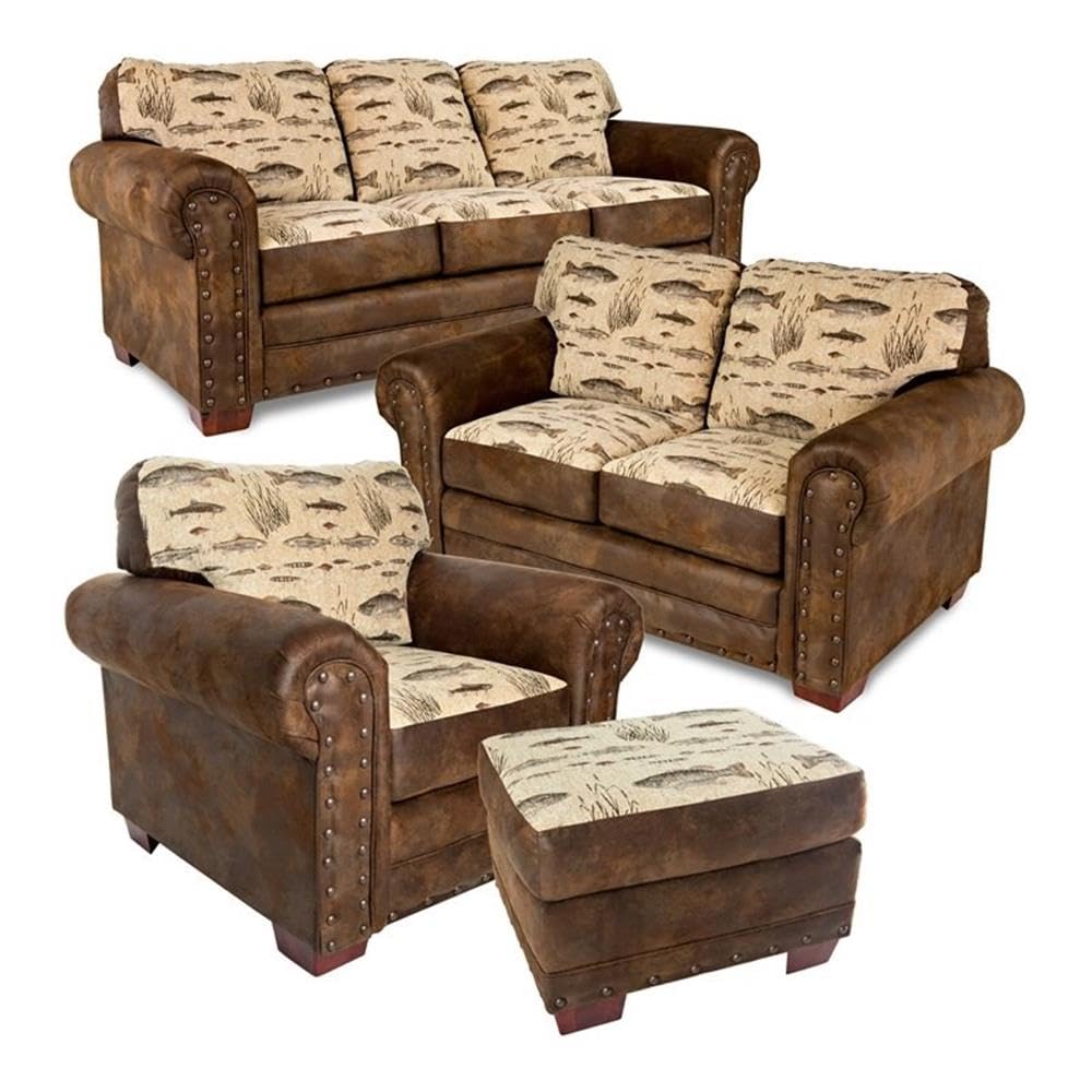 American Furniture Classics Model Angler'S Cove 4-Piece Upholstery Set, Brown