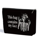 Skeleton Skull Tarot Cards Goth Gifts Funny Makeup Bag, Goth Accessories Spooky Gifts Gothic Cosmetic Bag, Halloween Party Favor