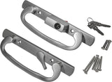 8.5 Legacy Sliding Patio Glass Door Offset Latch Brushed Chrome Handle Set with Keys - Sash Controls 2265 Keyed Lock - Fits 3-15