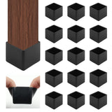 HARSKIYER 16pcs Black Chair Leg Caps, 3/4 x 3/4 Rubber Square Feet Furniture Table Chair Leg Foot Cover Caps Feet Pads Floor Pro