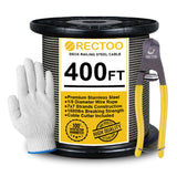 RECTOO Black 400FT 1/8 T316 Stainless Steel Cable with Cutter, 7x7 Strands Aircraft Wire Rope for Deck Railing, Stair Handrail, 