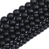 45PCS 8MM Natural Frosted Black Agate Stone Beads Round Loose Beads for Jwelry Making DIY Bracelet Necklace Accessory 15Inch