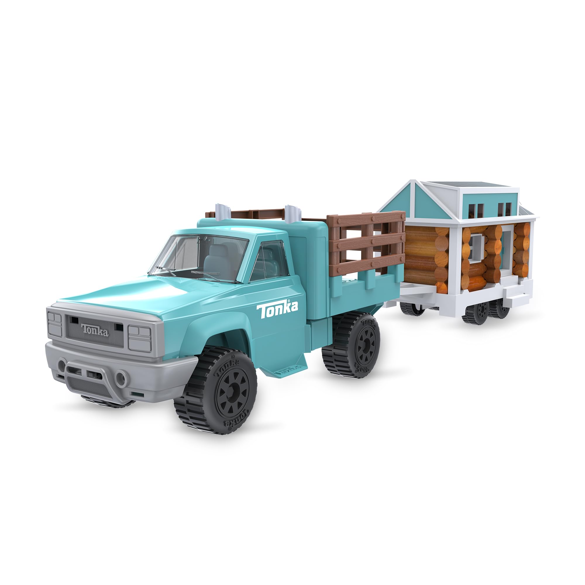 Lincoln Logs Cruising Tonka Tiny Home, Toy Truck Building playset for Kids, Boys & Girls Ages 3+,Promotes Fine Motor Skills & Se