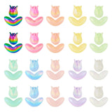 Craftdady Tulip Flower Spacer Beads 80pcs Rainbow Flower Acrylic Beads Iridescent Loose Crafting Beads Colorful Decorative Beads