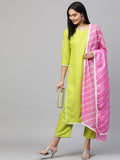 Anni Designer Women'S Cotton Straight Kurta With Pant & Dupatta (Varuni Light Green_Xxl_Light Green_Xx-Large),Light Green,2XL,Cotton Blend,Straight,kurta, Dupatta