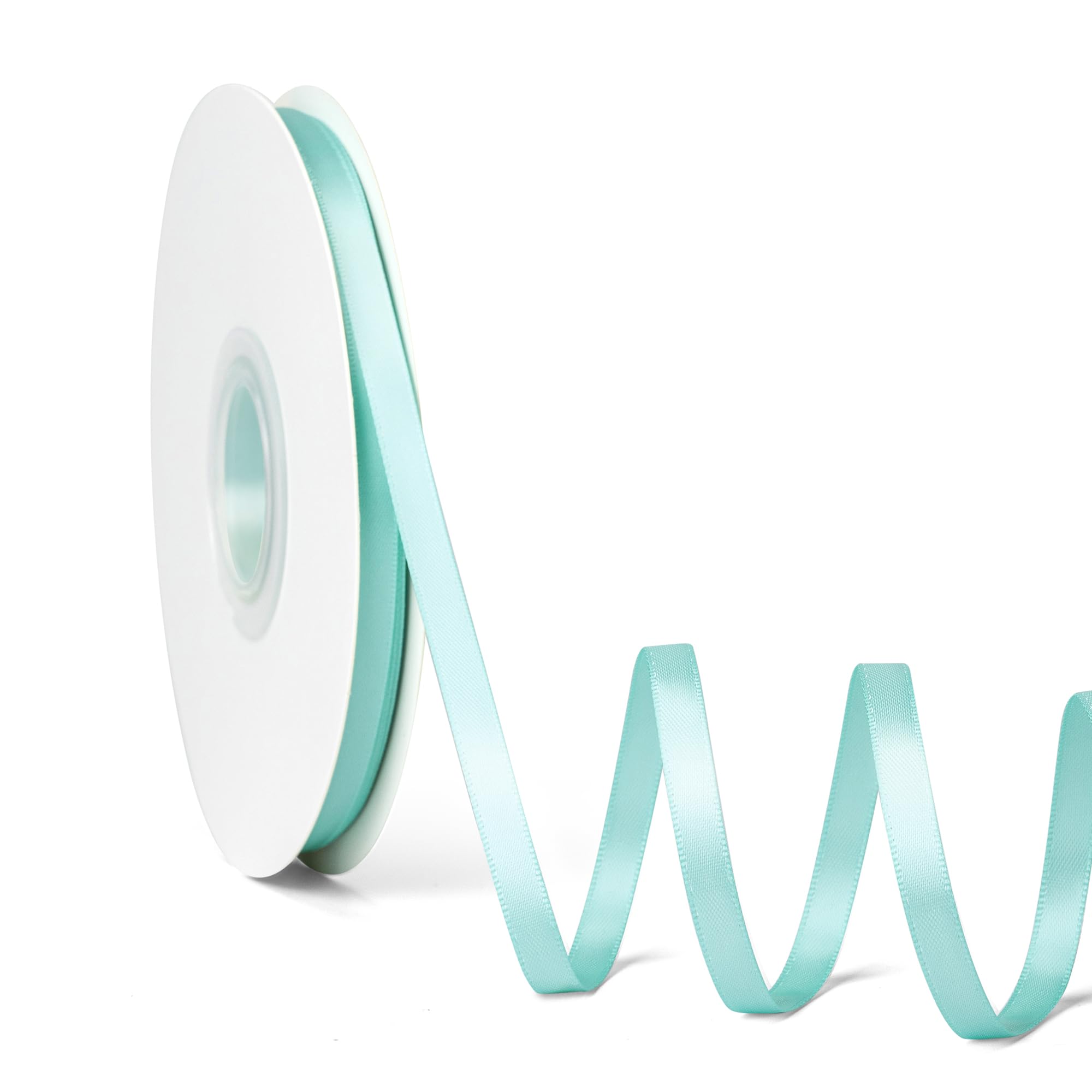 Laferri Aqua Satin Ribbon,1/4 X 50 Yards,Double Faced Thin Fabric Ribbon Use for Gift Wrapping DIY Craft Floral Bouquets Wedding