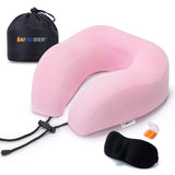 Saireider Travel Neck Pillow 100% Memory Foam, Airplane Rest Prevents Head From Falling Forward, Plane Accessories With Storage 