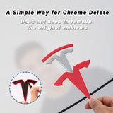 Tesla Model 3 Emblem Accessories Front Trunk Rear Trunk Logo Cover Sticker Badge Decals 2Pcs/Set (Red)