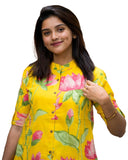 Anni Designer Women'S Rayon Viscose Straight Printed Kurta With Pant (Ladat Yellow-Vks01_Xxl_Yellow_Xx-Large),Yellow,2XL,,,
