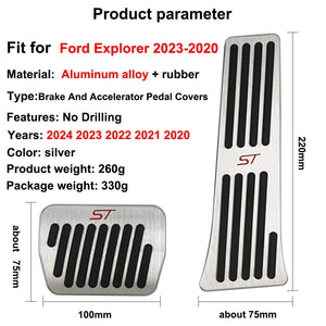 Hecotrax for Ford Explorer 2025 2024 2023 2022-2020 Aluminum Performance Pedals Set Non-Slip Accelerator and Brake Pedals Cover