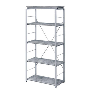 Benjara Industrial Bookshelf With 4 Shelves And Open Metal Frame, Gray And Silver