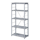 Benjara Industrial Bookshelf With 4 Shelves And Open Metal Frame, Gray And Silver