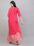 Gosriki Women'S Cotton Blend Straight Printed Kurta With Pant & Dupatta (Kiku Rani-Gs_S_Pink_Small),Pink,,B0CST3Q56J