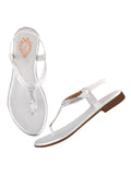Shoetopia Embellished Women'S Silver Flat Sandal /Eu39,Silver,6,B0DK744ZW6