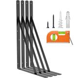 LuckIn 8-Pack 14 Inch Heavy Duty Shelf Bracket, Fit for 14 16 18 Inch Floating Shelves, Wall Shelf L Brackets with 90 Degree Tri