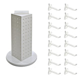 Azar Displays 700220-WHT-2W16 Four-Sided 4  W x 12Revolving Pegboard Tower Kit Counter Display with 16-Pack of 2 inch Locki