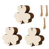 Tmflexe 30Pcs St. Patrick s Day Leaves Unfinished Paintable Blank Wooden Festival Decoration Lucky Clover Ornaments to Paint, H