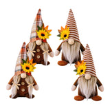 DWEARTY 4 Pcs Thanksgiving Gnomes Plush Decorations - Sunflower Fall Harvest Thanksgiving Mr. and Mrs. Gnome Doll - Suitable for