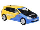 Paragon 2001 Honda Civic Type R EP3 Blue and Yellow with Black Hood Spoon Sports 1/64 Diecast Model Car Models