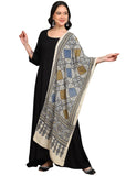 Amrozia Ajrakh Natural Dyed Off White Block Print Rayon Stole