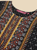 Anubhutee Black Ethnic Printed Straight Cotton Kurta Suit Set With Palazzos For Women Black S