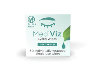 MediViz Tea Tree Eyelid Cleanser Wipes - 30 Single-Use Towelettes - Eyelash & Eyelid Wipes for Soothing Dry Eye Irritation, Demo