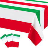 3 Pieces Italian Flag Rectangular Tablecloth Decorations Plastic Red White and Green Italian Flag Design Table Cover for Party F