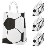 PEUTIER 16pcs Soccer Party Favor Paper Bags, Football Themed Party Gift Bags with Handles Soccer Goodie Bags Treat Candy Bags fo