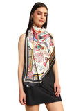 Ravaiyaa Attitude Is Everything Women Silk Digital Print Large Square Scarf Breathable Lightweight Neckerchief Printed Headsca